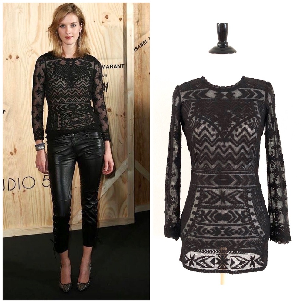 Isabel Marant Pour H&M Black Lace Embroidered Top